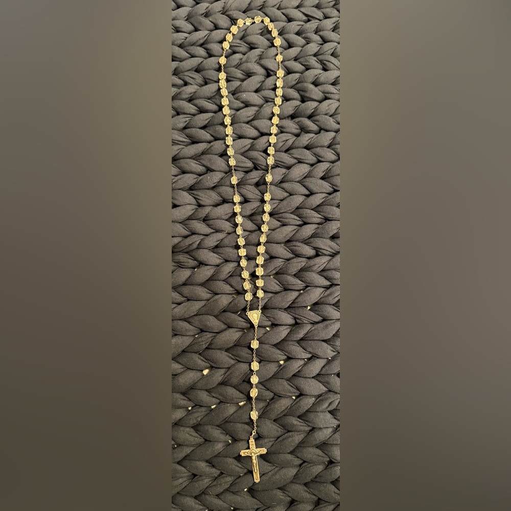 INRI Roma 800 Silver Crystal Rosary Crucifix Catholic Prayer Beads Necklace